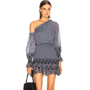 Alexis Royce Off Shoulder Embroidered Smock Dress